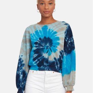AGOLDE Balloon Sleeve Blue Tie Dye Sweatshirt